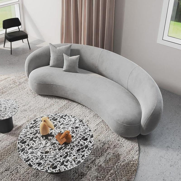 Romelia Curved 3 Seater Velvet Sofa – Modern Contemporary Upholstered Living Room Couch with Elegant Curved Design - Sleek Furniture