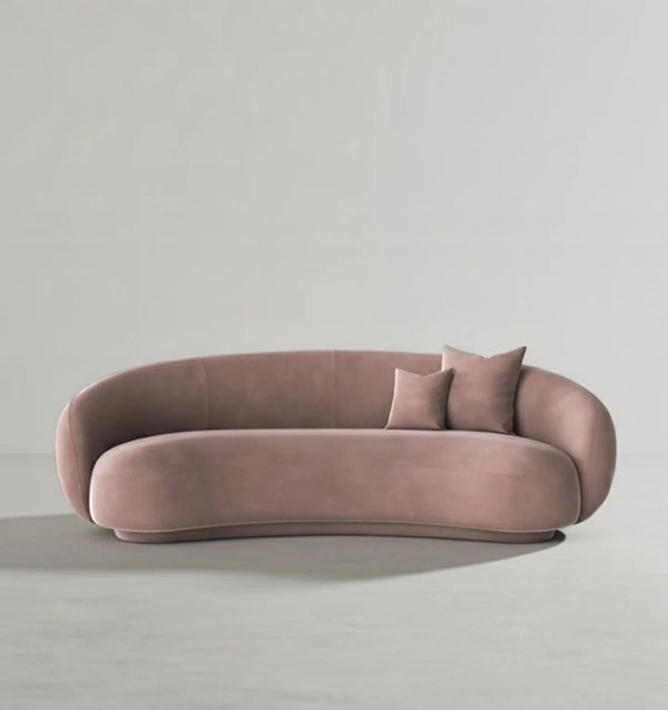 Romelia Curved 3 Seater Velvet Sofa – Modern Contemporary Upholstered Living Room Couch with Elegant Curved Design - Sleek Furniture