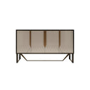 S912 Modern Sideboard Cabinet – Khaki & Gold Contemporary Storage Unit with MDF & Metal Frame, Stylish Living Room Buffet Sideboard - Sleek Furniture