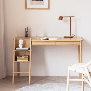 Sadie Office Desk in Ash Finish – Contemporary Wooden Home Office Writing Desk with Sturdy Legs, Modern Study Computer Workstation Table for Bedroom, Living Room & Workspace - Sleek Furniture