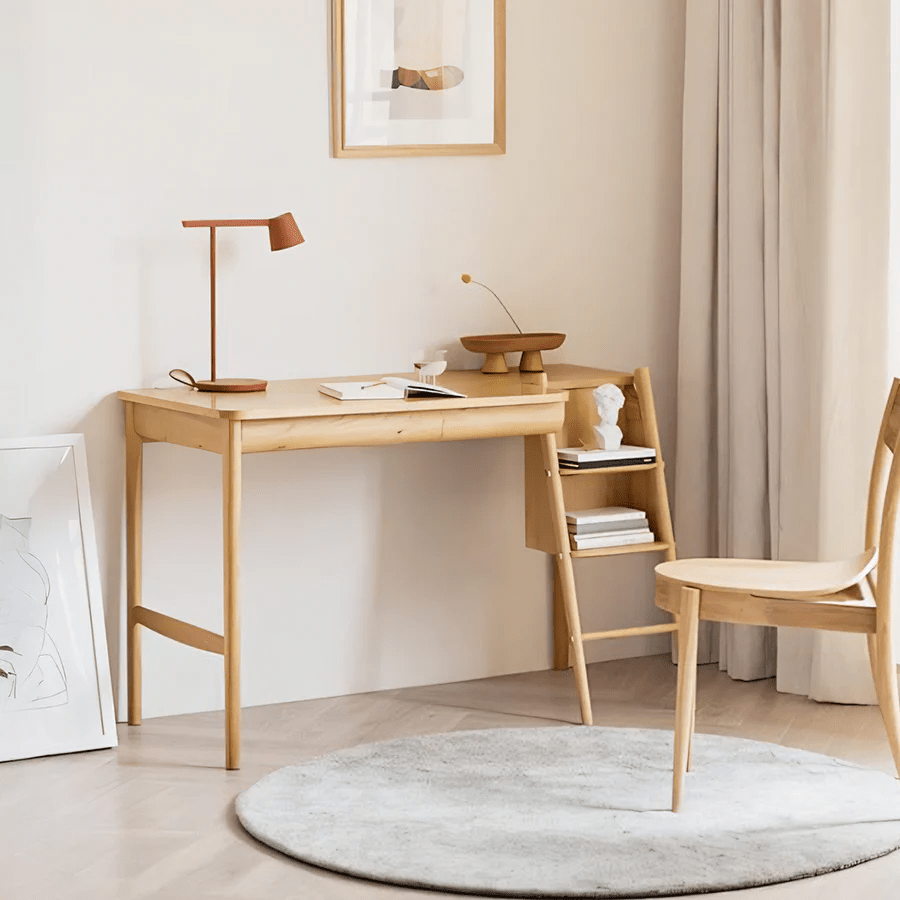 Sadie Office Desk in Ash Finish – Contemporary Wooden Home Office Writing Desk with Sturdy Legs, Modern Study Computer Workstation Table for Bedroom, Living Room & Workspace - Sleek Furniture