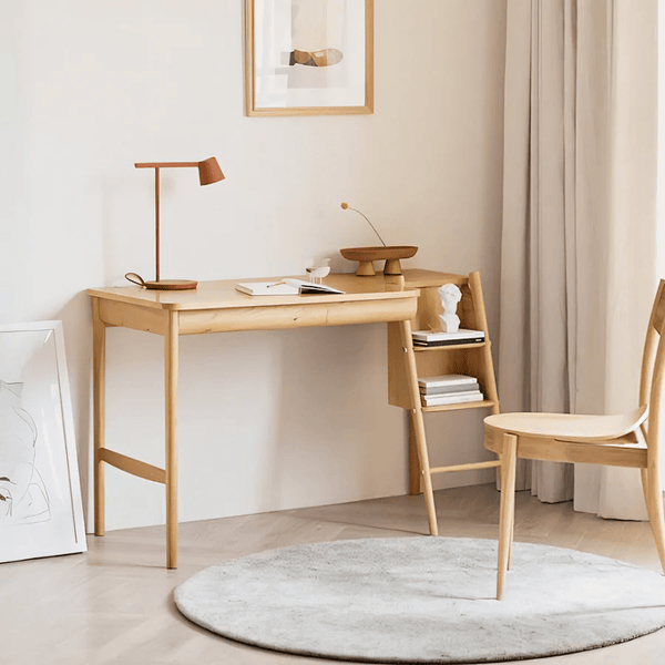 Sadie Office Desk in Ash Finish – Contemporary Wooden Home Office Writing Desk with Sturdy Legs, Modern Study Computer Workstation Table for Bedroom, Living Room & Workspace - Sleek Furniture
