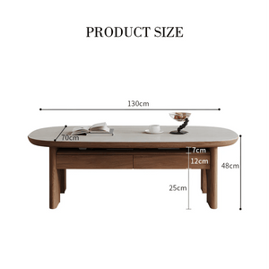 Saito Oval Coffee Table with Storage | Wooden Top with Painted Steel Frame | Contemporary Modern Living Room Center Table (White & Oak Finish) - Sleek Furniture
