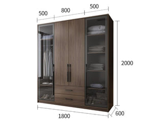 Sanders Wooden Wardrobe – Rosewood & Black Finish Contemporary Storage Cabinet with Hanging Space & Shelving - Sleek Furniture