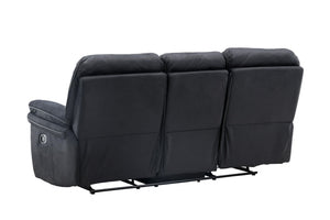 Saranda 3-Seater Recliner Sofa – Black Microfiber – Adjustable Outer Seats – Mmilo