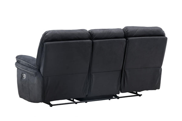 Saranda 3-Seater Recliner Sofa – Black Microfiber – Adjustable Outer Seats – Mmilo