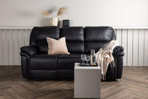 Saranda 3-Seater Recliner Sofa – Black Microfiber – Adjustable Outer Seats – Mmilo