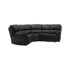 Saranda Recliner Corner Sofa, Black – Luxurious Microfiber L-Shaped Sofa with Electric Recliner Function, Spacious and Comfortable Seating for Living Room