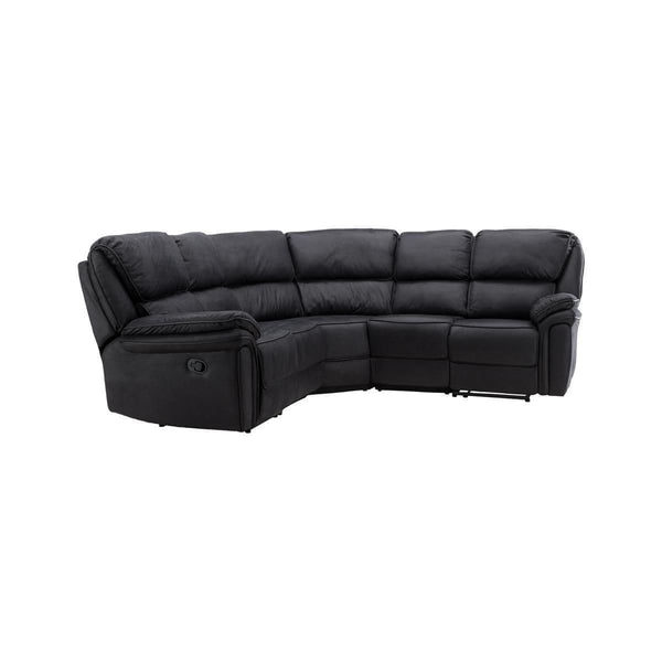 Saranda Recliner Corner Sofa, Black – Luxurious Microfiber L-Shaped Sofa with Electric Recliner Function, Spacious and Comfortable Seating for Living Room