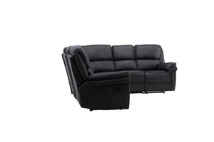 Saranda Recliner Corner Sofa, Black – Luxurious Microfiber L-Shaped Sofa with Electric Recliner Function, Spacious and Comfortable Seating for Living Room