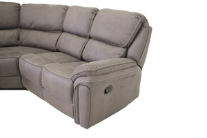 Mmilo Saranda Recliner Corner Sofa, Grey – Luxurious Microfiber L-Shaped Sofa with Electric Recliner Function, High Comfort & Spacious Design for Modern Living Rooms