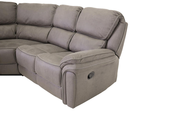Mmilo Saranda Recliner Corner Sofa, Grey – Luxurious Microfiber L-Shaped Sofa with Electric Recliner Function, High Comfort & Spacious Design for Modern Living Rooms