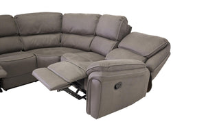 Mmilo Saranda Recliner Corner Sofa, Grey – Luxurious Microfiber L-Shaped Sofa with Electric Recliner Function, High Comfort & Spacious Design for Modern Living Rooms