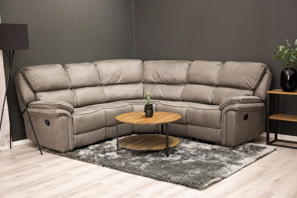 Mmilo Saranda Recliner Corner Sofa, Grey – Luxurious Microfiber L-Shaped Sofa with Electric Recliner Function, High Comfort & Spacious Design for Modern Living Rooms