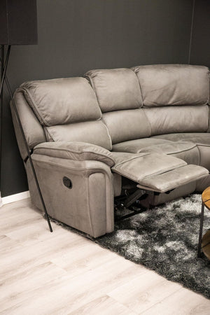 Mmilo Saranda Recliner Corner Sofa, Grey – Luxurious Microfiber L-Shaped Sofa with Electric Recliner Function, High Comfort & Spacious Design for Modern Living Rooms