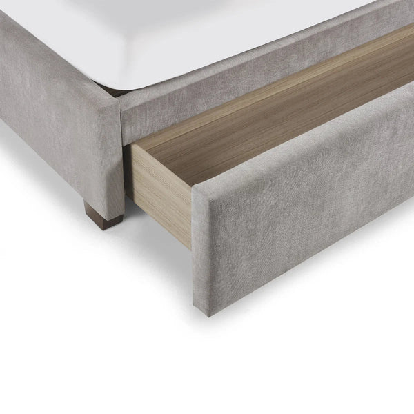 Savannah Grey Velvet Ottoman Storage Bed with Fluted Headboard - Sleek Furniture