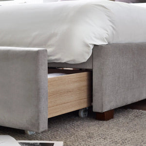 Savannah Grey Velvet Ottoman Storage Bed with Fluted Headboard - Sleek Furniture