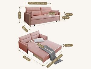 SB122 Two Seater Linen Sofa Bed – Convertible Folding Couch with High-Density Foam, Compact Space-Saving Guest Bed, Pink - Sleek Furniture