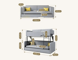 SB142 Two Seater Sofa Bed | Made-to-Order Modern Convertible Sofa Bed for Living Room & Guest Room | Linen Upholstered Steel Frame High Density Sponge Sleeper Sofa (SB142) - Sleek Furniture