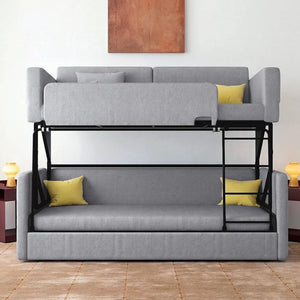 SB142 Two Seater Sofa Bed | Made-to-Order Modern Convertible Sofa Bed for Living Room & Guest Room | Linen Upholstered Steel Frame High Density Sponge Sleeper Sofa (SB142) - Sleek Furniture
