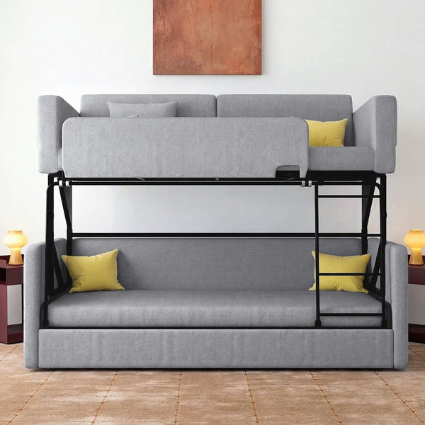 SB142 Two Seater Sofa Bed | Made-to-Order Modern Convertible Sofa Bed for Living Room & Guest Room | Linen Upholstered Steel Frame High Density Sponge Sleeper Sofa (SB142) - Sleek Furniture