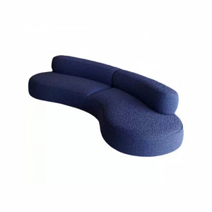 Selim 3-Seater Curved Modular Sofa – Luxury Bouclé Upholstered Contemporary Sofa in Blue | Modern Living Room Lounge Couch - Sleek Furniture