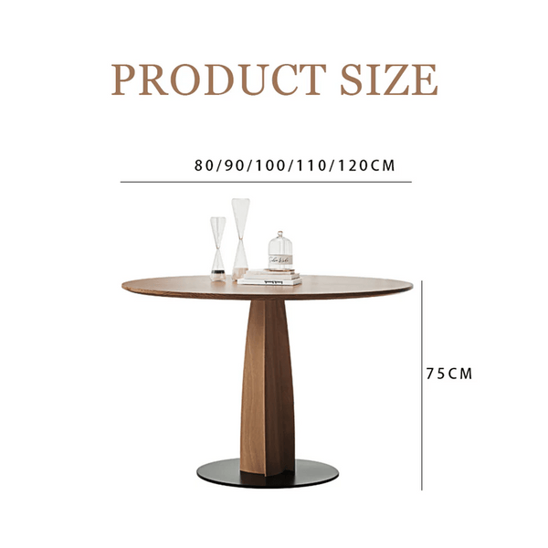 Seraphina Contemporary Round Solid Wood Dining Table – Modern Minimalist Kitchen & Dining Table with Sturdy Pedestal Base – Elegant Natural Finish - Sleek Furniture