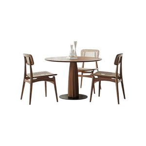 Seraphina Contemporary Round Solid Wood Dining Table – Modern Minimalist Kitchen & Dining Table with Sturdy Pedestal Base – Elegant Natural Finish - Sleek Furniture