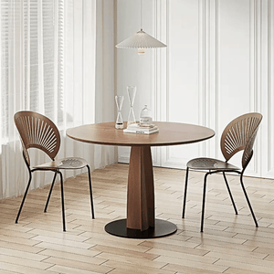 Seraphina Contemporary Round Solid Wood Dining Table – Modern Minimalist Kitchen & Dining Table with Sturdy Pedestal Base – Elegant Natural Finish - Sleek Furniture