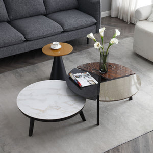 Romeo Coffee Table Set of 3 | Modern Sintered Stone Tables with Metal Legs