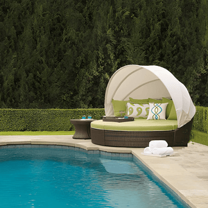 Shelly Outdoor Rattan Sectional Sofa Set with Daybed Sunbed, Patio Garden Lounge Seating, Aluminium Frame, Cushioned Modular Outdoor Furniture - Sleek Furniture