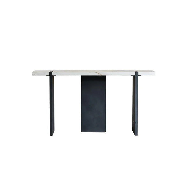 Sienna Marble Console Table with Painted Steel Frame – Modern Minimalist Hallway Table in White – Ready Assembled Entryway & Living Room Furniture - Sleek Furniture