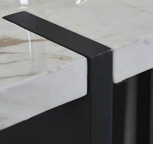Sienna Marble Console Table with Painted Steel Frame – Modern Minimalist Hallway Table in White – Ready Assembled Entryway & Living Room Furniture - Sleek Furniture