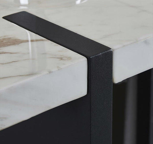 Sienna Marble Console Table with Painted Steel Frame – Modern Minimalist Hallway Table in White – Ready Assembled Entryway & Living Room Furniture - Sleek Furniture
