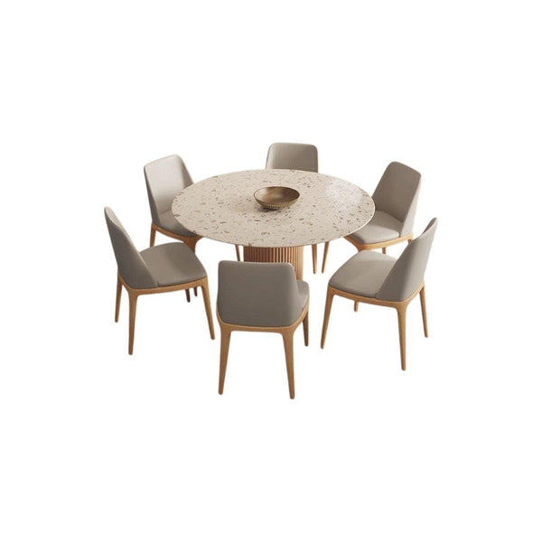 Sienna Round Dining Table – Premium Terrazzo Top with Solid Oak Wood Base | Modern Round Dining Table for 4–6 Seater Dining Room, Contemporary Statement Centrepiece Furniture - Sleek Furniture