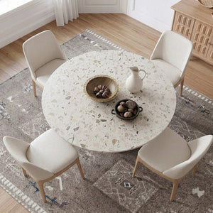 Sienna Round Dining Table – Premium Terrazzo Top with Solid Oak Wood Base | Modern Round Dining Table for 4–6 Seater Dining Room, Contemporary Statement Centrepiece Furniture - Sleek Furniture