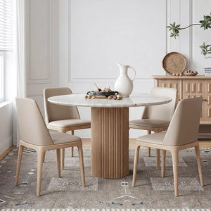 Sienna Round Dining Table – Premium Terrazzo Top with Solid Oak Wood Base | Modern Round Dining Table for 4–6 Seater Dining Room, Contemporary Statement Centrepiece Furniture - Sleek Furniture
