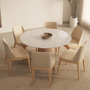 Sienna Round Dining Table – Premium Terrazzo Top with Solid Oak Wood Base | Modern Round Dining Table for 4–6 Seater Dining Room, Contemporary Statement Centrepiece Furniture - Sleek Furniture