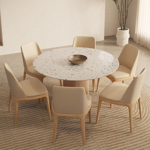Sienna Round Dining Table – Premium Terrazzo Top with Solid Oak Wood Base | Modern Round Dining Table for 4–6 Seater Dining Room, Contemporary Statement Centrepiece Furniture - Sleek Furniture