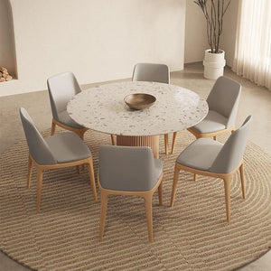 Sienna Round Dining Table – Premium Terrazzo Top with Solid Oak Wood Base | Modern Round Dining Table for 4–6 Seater Dining Room, Contemporary Statement Centrepiece Furniture - Sleek Furniture