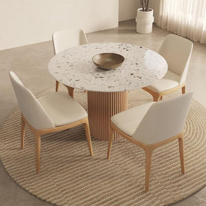 Sienna Round Dining Table – Premium Terrazzo Top with Solid Oak Wood Base | Modern Round Dining Table for 4–6 Seater Dining Room, Contemporary Statement Centrepiece Furniture - Sleek Furniture