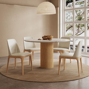 Sienna Round Dining Table – Premium Terrazzo Top with Solid Oak Wood Base | Modern Round Dining Table for 4–6 Seater Dining Room, Contemporary Statement Centrepiece Furniture - Sleek Furniture