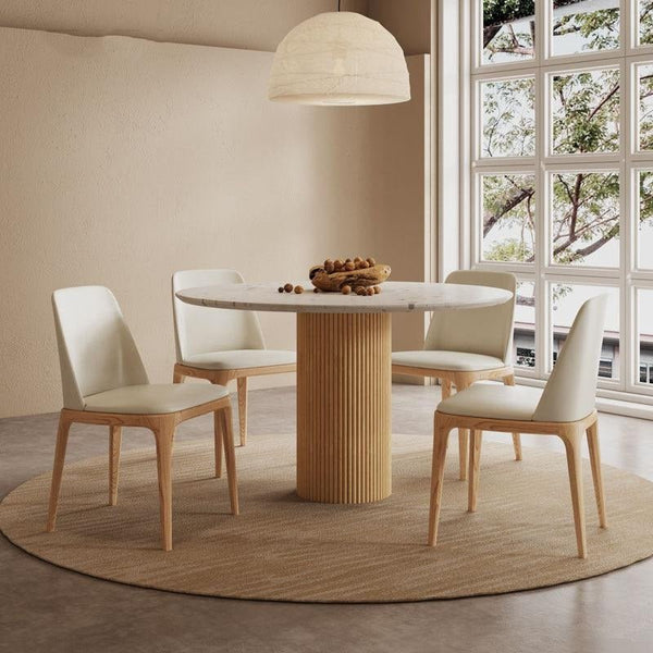 Sienna Round Dining Table – Premium Terrazzo Top with Solid Oak Wood Base | Modern Round Dining Table for 4–6 Seater Dining Room, Contemporary Statement Centrepiece Furniture - Sleek Furniture