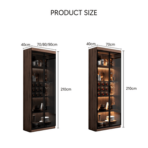 Silen Cocktail Drinks Cabinet, Wooden Wine & Liquor Storage Unit with Glass Doors, Modern Bar Cabinet in Walnut Finish (No LED Lights) - Sleek Furniture