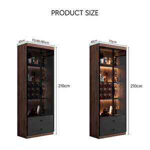 Silen Cocktail Drinks Cabinet, Wooden Wine & Liquor Storage Unit with Glass Doors, Modern Bar Cabinet in Walnut Finish (No LED Lights) - Sleek Furniture