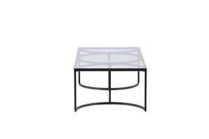 Skanör Rectangular Sofa Table | Black Glass Top with Steel Frame
