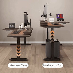 Smart Electric Height Adjustable Standing Office Desk – L - Shaped Corner Computer Desk with Motorized Lift System, Ergonomic Modern Workstation for Home & Office (Walnut & Black) - Sleek Furniture