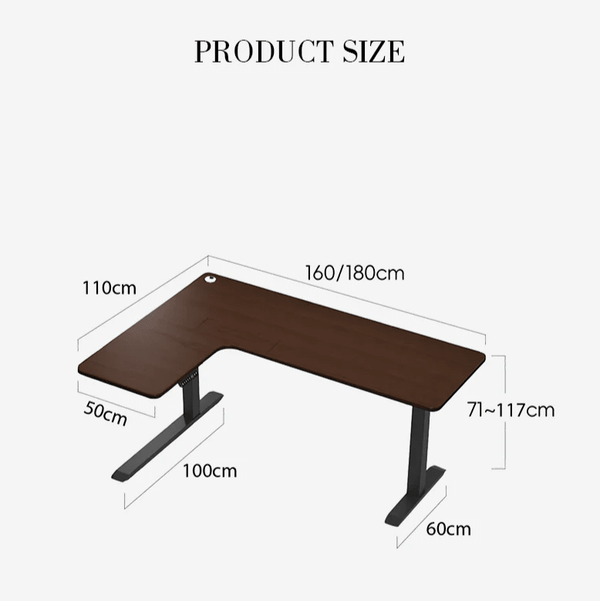 Smart Electric Height Adjustable Standing Office Desk – L - Shaped Corner Computer Desk with Motorized Lift System, Ergonomic Modern Workstation for Home & Office (Walnut & Black) - Sleek Furniture