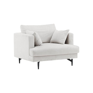 Sofia Beige Armchair | Velvet Upholstery with Nordic Design & Metal Legs