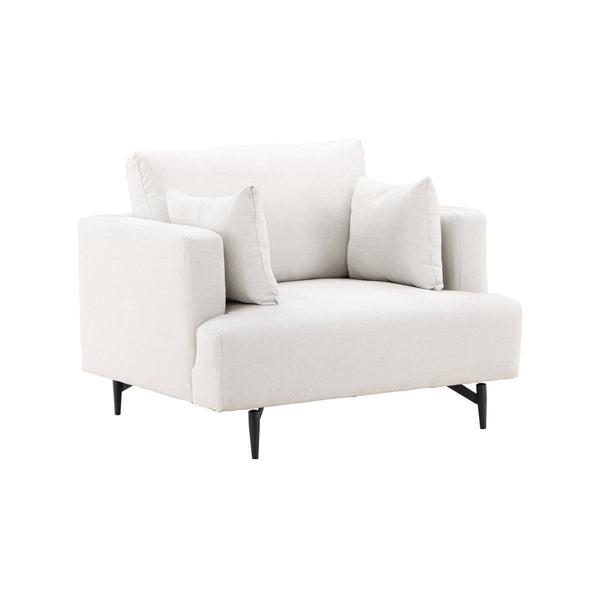 Sofia Beige Armchair | Velvet Upholstery with Nordic Design & Metal Legs